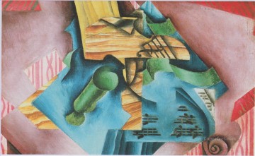 フアン・グリス Painting - ヴァイオリンとガラス 1913年 フアン・グリ